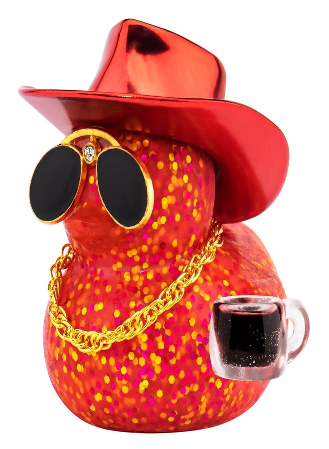 wonuu Coffee Lover Rubber Duck, Cafe Bar Car Dashboard Decoration Iced Americano Ducks Espresso Duckie Mini Sparkly Sequined Ducky, Dark Red - Image 1